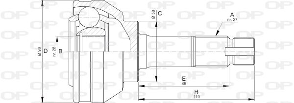 OPEN PARTS Šarnīru komplekts, Piedziņas vārpsta CVJ5703.10